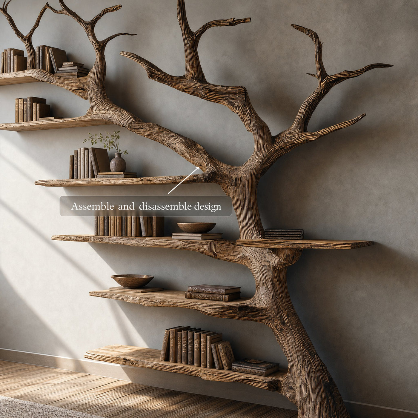 Rustic Branch Bookshelf Home Office Artistic Wall Decor - product view 3