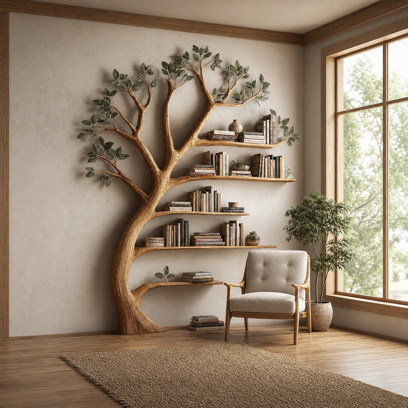 Rustic Branch Bookshelf Living Room Home Library Artistic Wall - product view 2