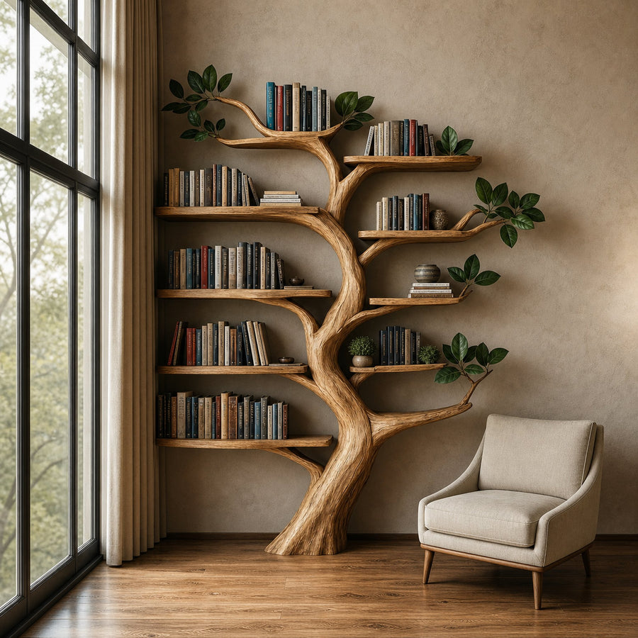 Rustic Branch Bookshelf Living Room Or Dining Room