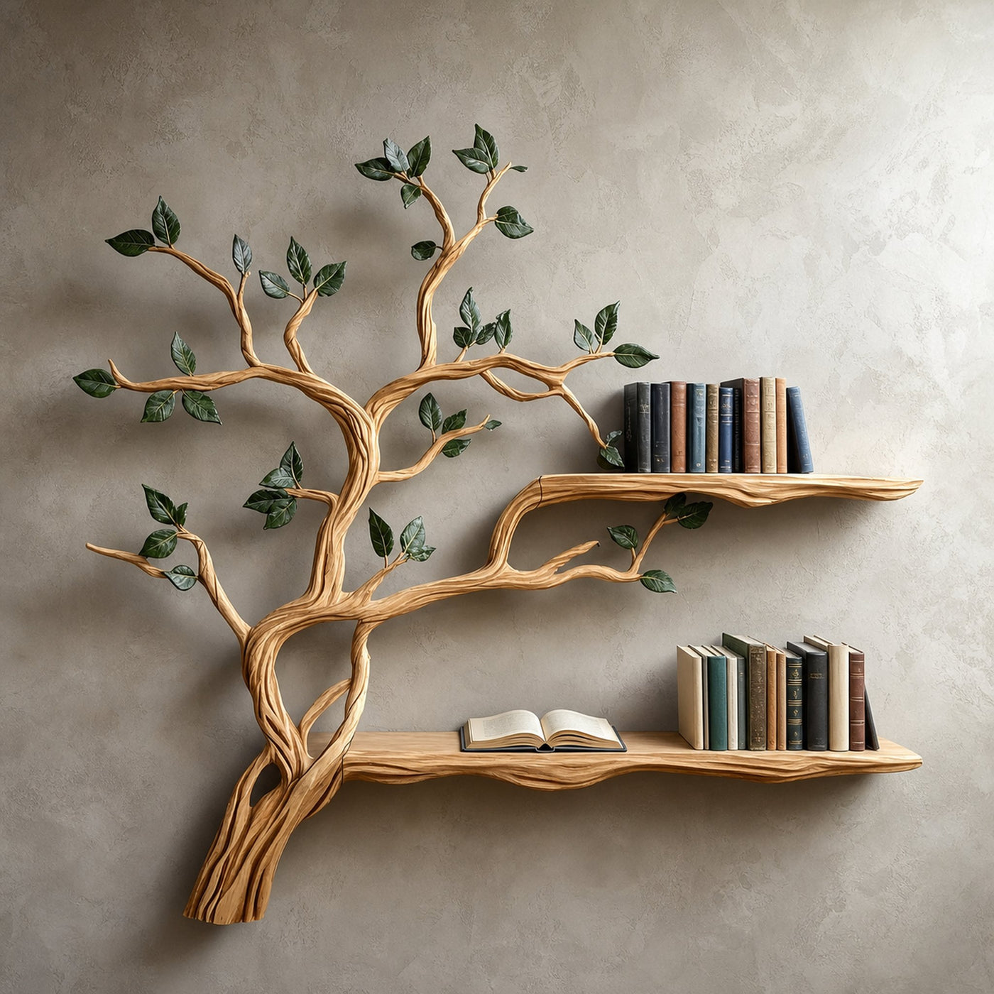 Rustic Branch Floating Shelf Custom Bookcase