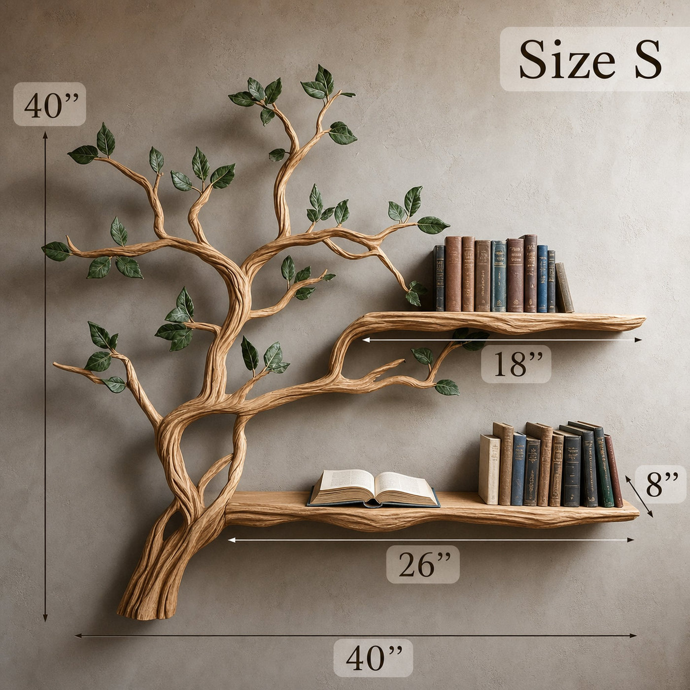 Rustic Branch Floating Shelf Custom Bookcase - product view 6