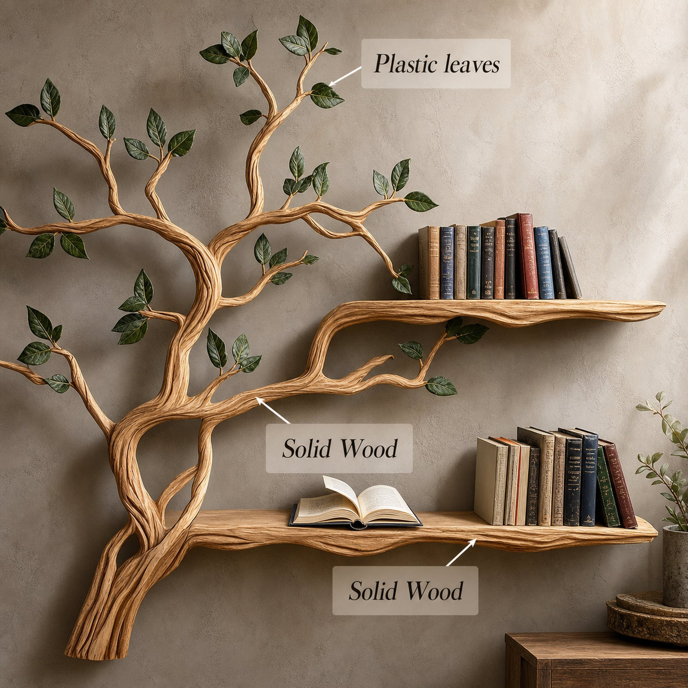 Rustic Branch Floating Shelf Custom Bookcase - product view 7