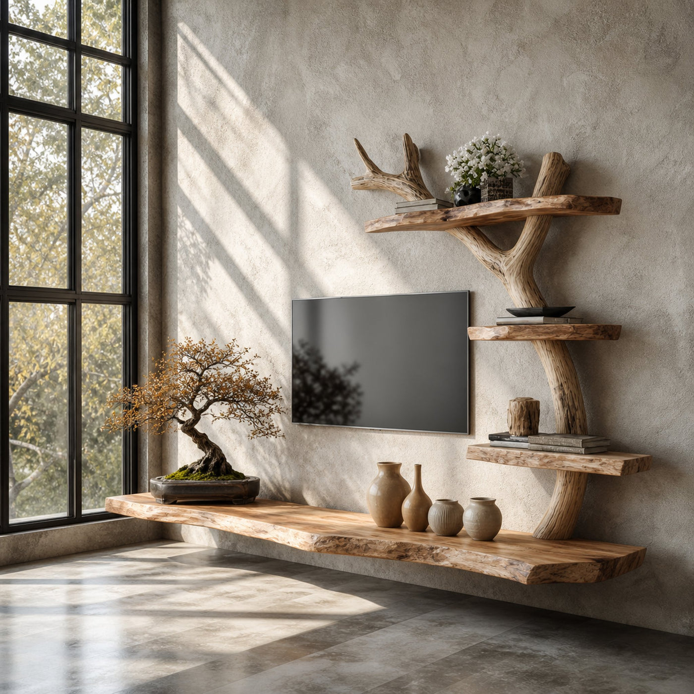 Rustic Branch TV Stand Living Room