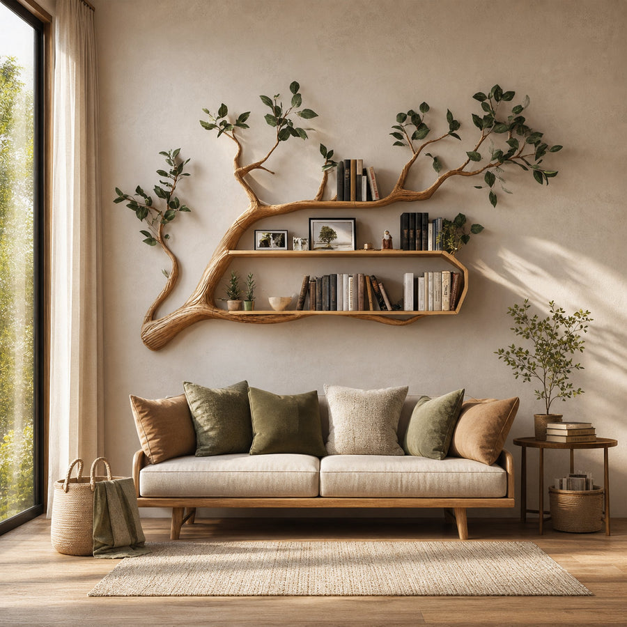 Rustic Branch Tree Bookshelf  Living Room Modern Decor