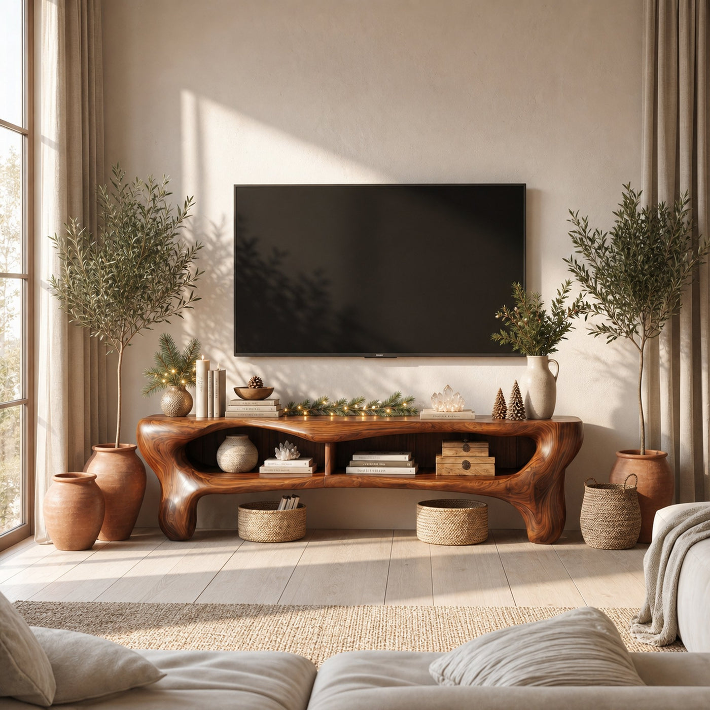 Rustic Christmas TV Cabinet Festive Living Room - product view 6
