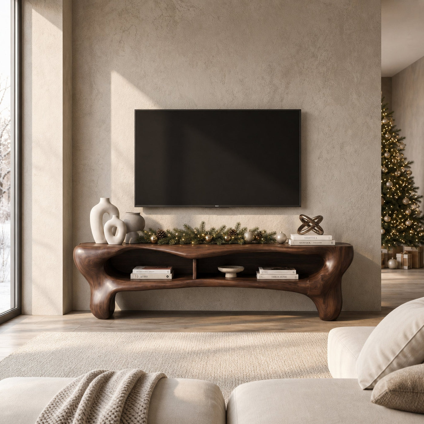 Rustic Christmas TV Cabinet Festive Living Room - product view 7