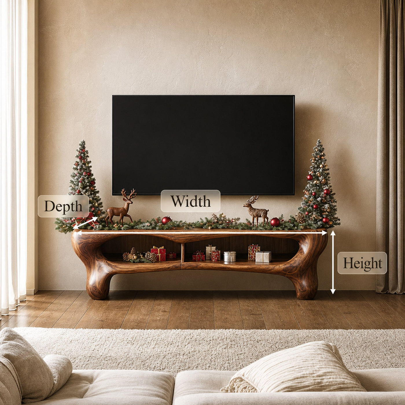 Rustic Christmas TV Cabinet Festive Living Room - product view 8