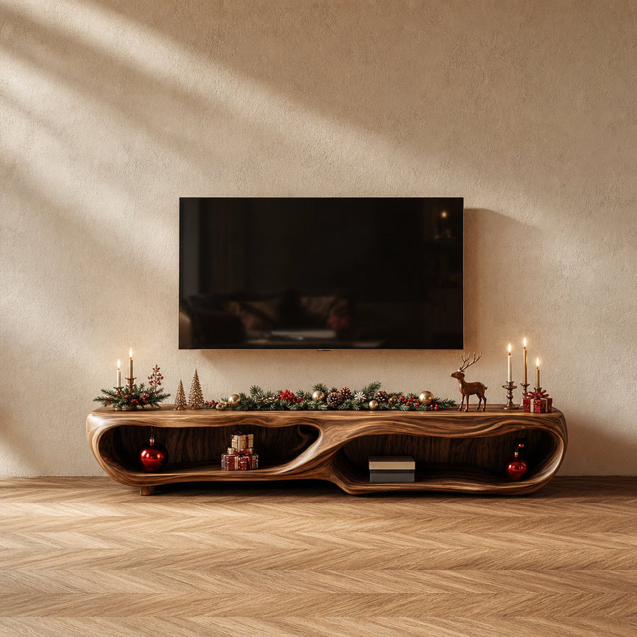 Rustic Christmas TV Cabinet Living Room