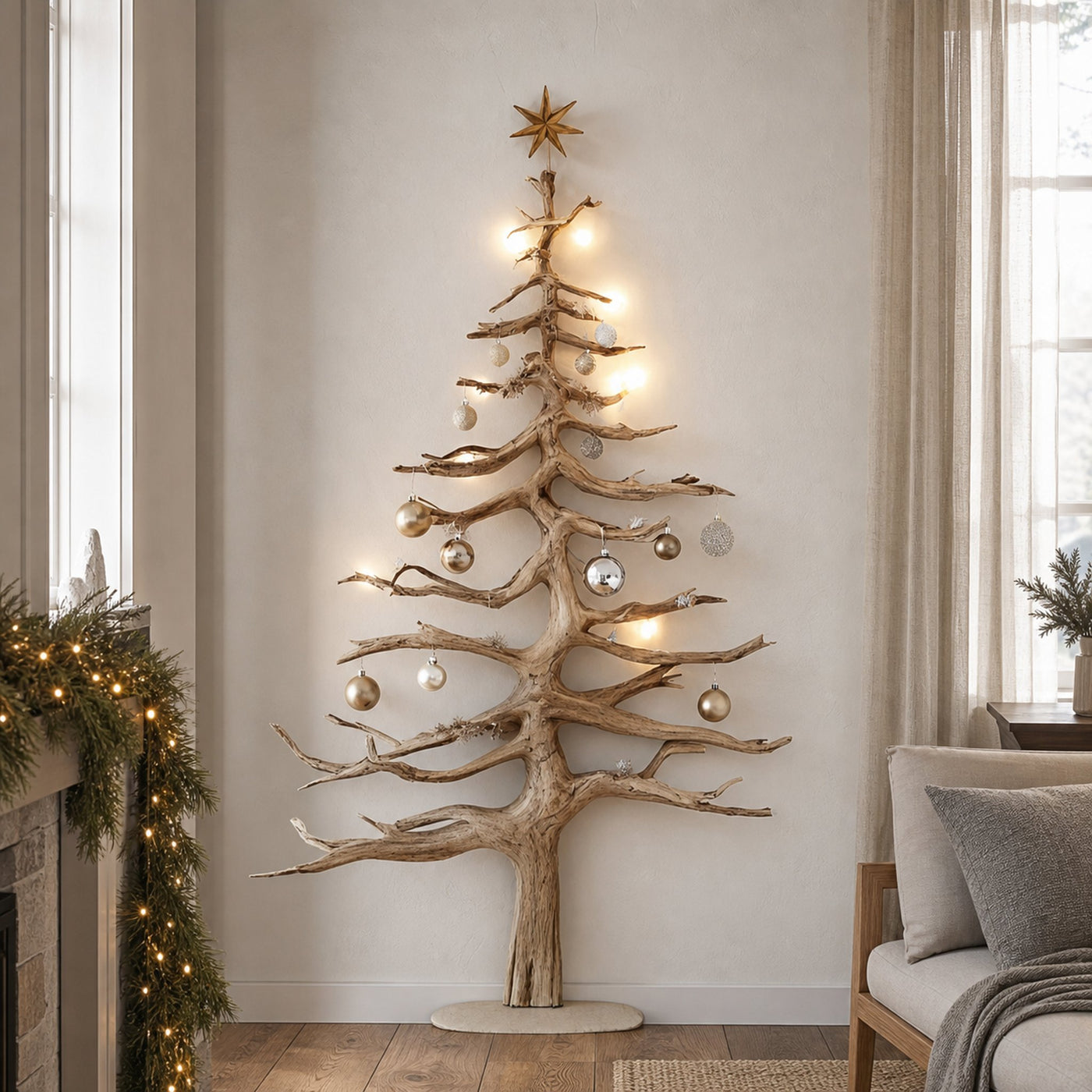 Rustic Christmas Tree Wall Decor Living Room