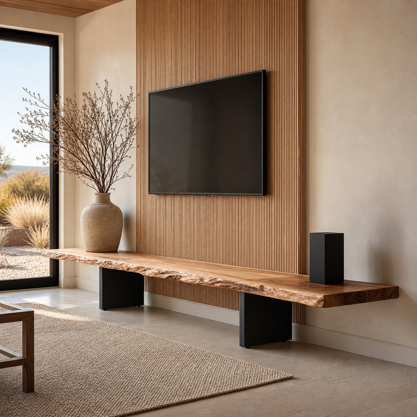 Rustic Console Table Natural Wood Accent Living Room Focal Point
