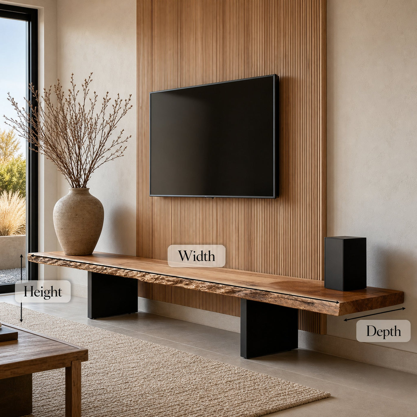 Rustic Console Table Natural Wood Accent Living Room Focal Point - product view 7