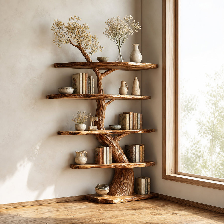 Rustic Corner Display Shelf Living Room Bedroom Artistic Unit