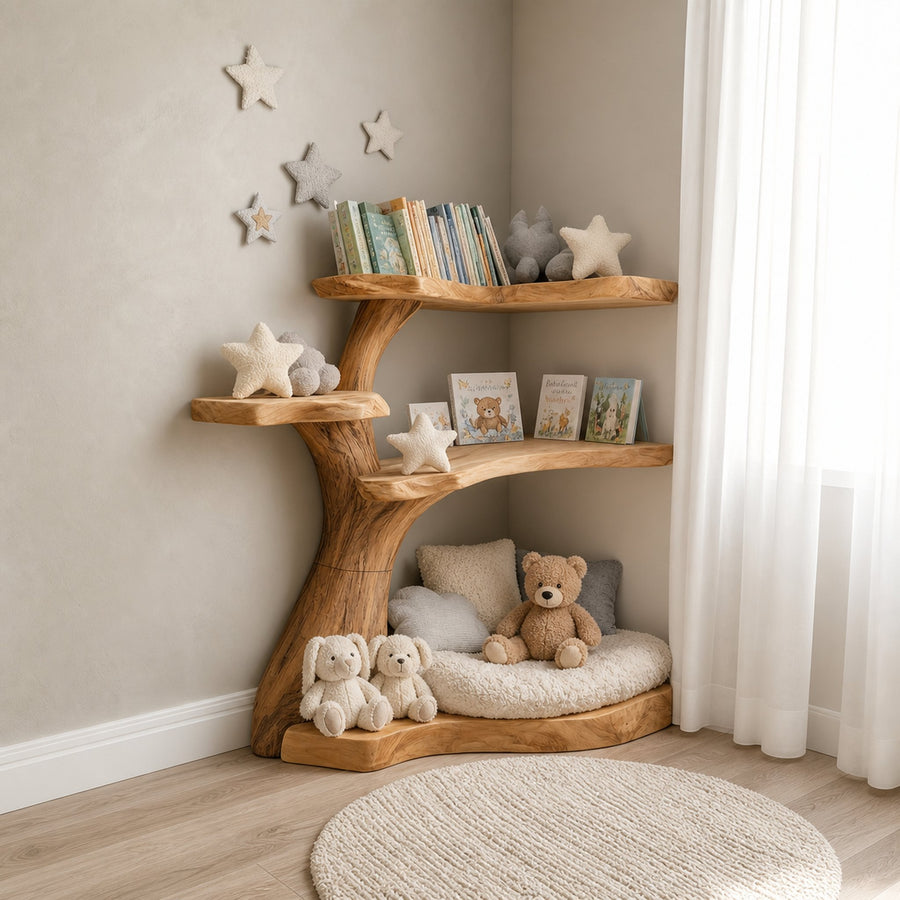 Rustic Corner Tree Bookshelf Kids Room Nursery