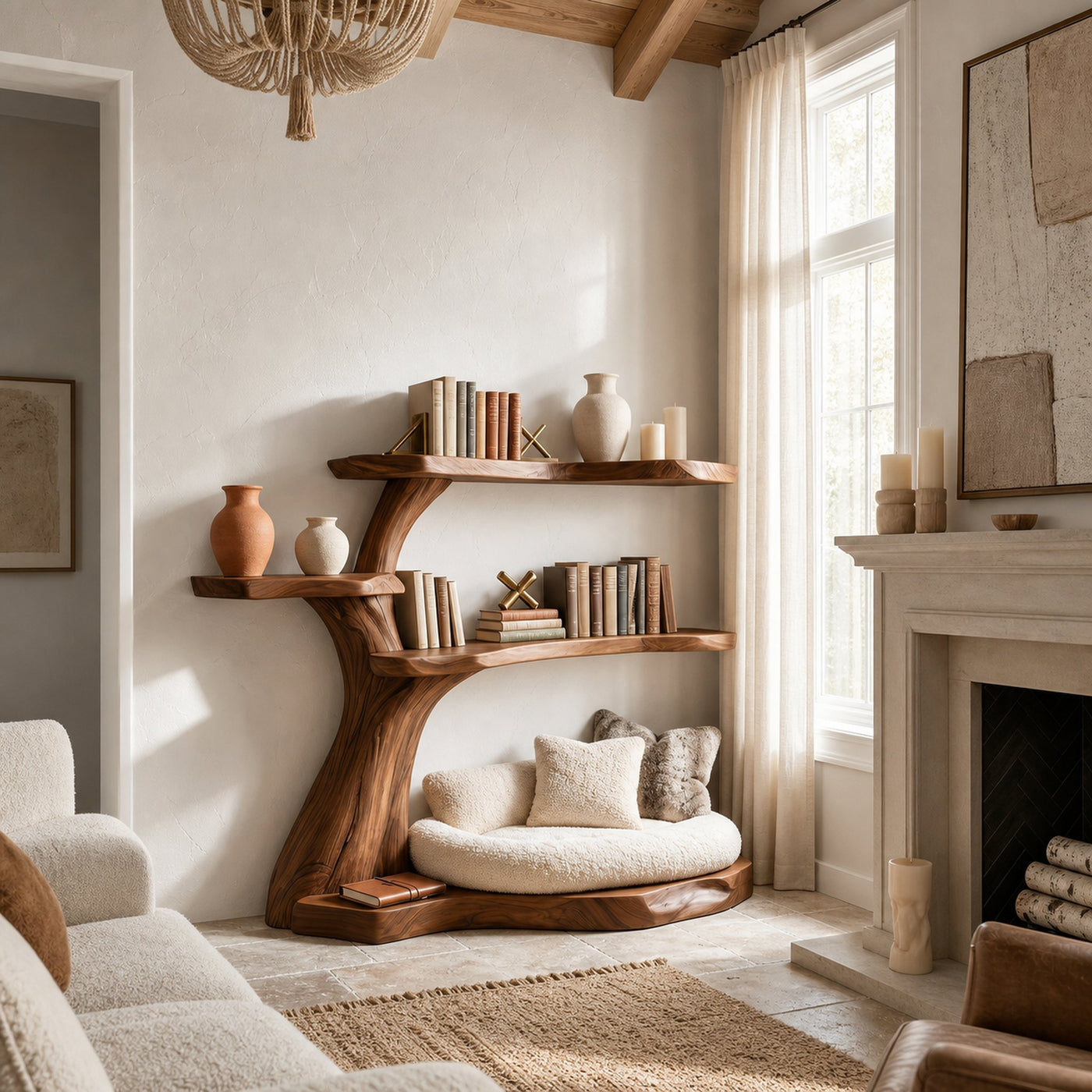 Rustic Corner Tree Bookshelf Kids Room Nursery - product view 6