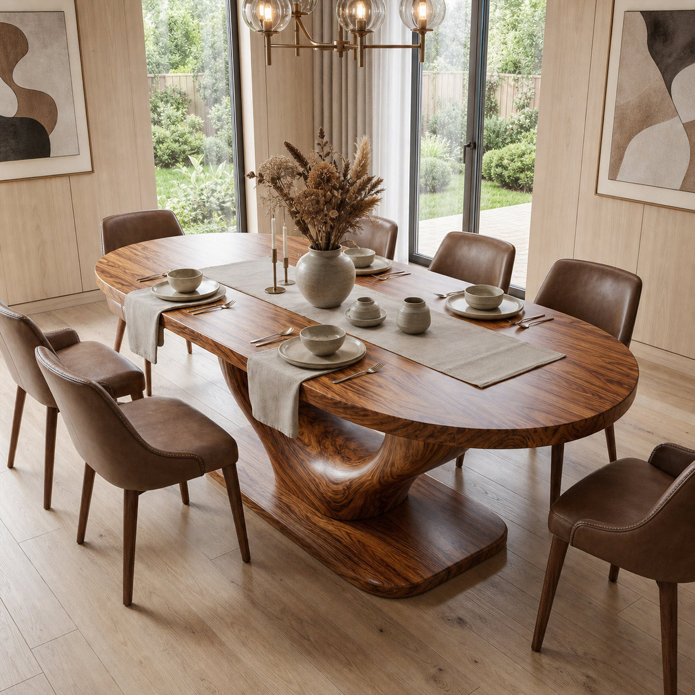 Rustic Curved Base Dining Table For Dining Room And Kitchen - product view 2