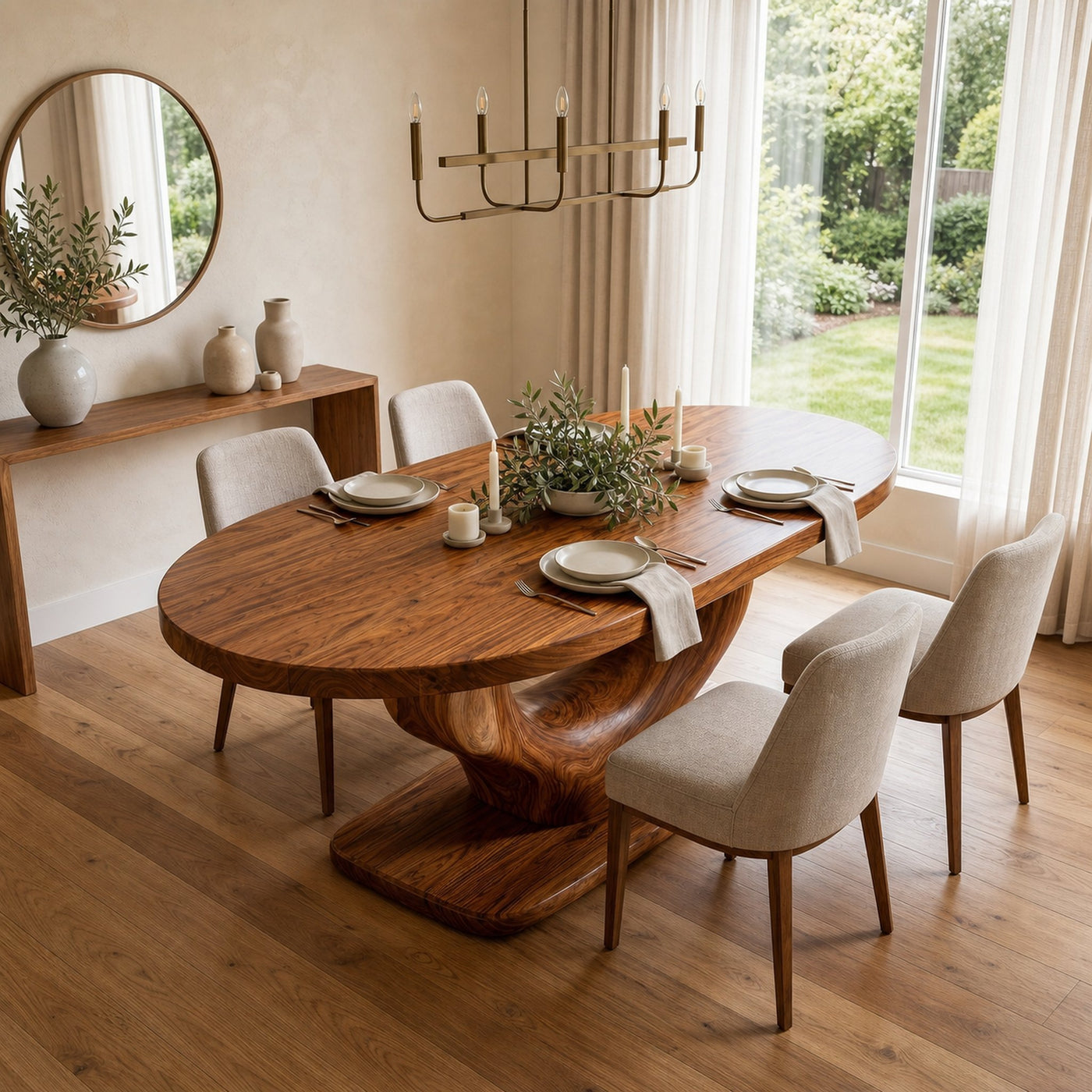 Rustic Curved Base Dining Table For Dining Room And Kitchen - product view 3