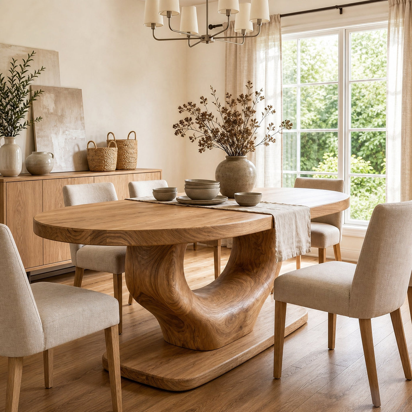 Rustic Curved Base Dining Table For Dining Room And Kitchen - product view 5