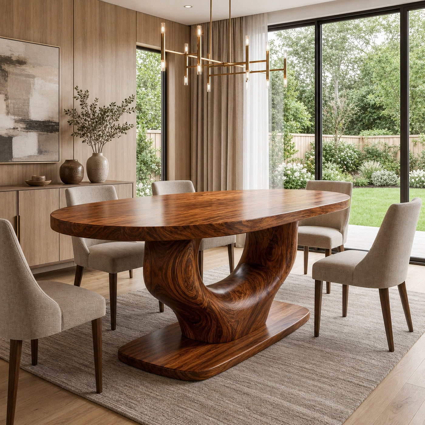 Rustic Curved Base Dining Table For Dining Room And Kitchen - product view 6