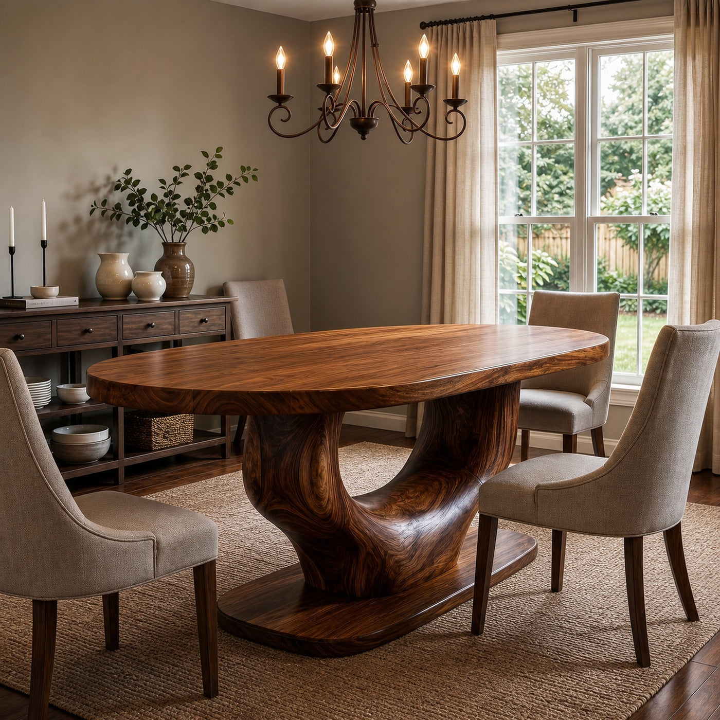 Rustic Curved Base Dining Table For Dining Room And Kitchen - product view 7