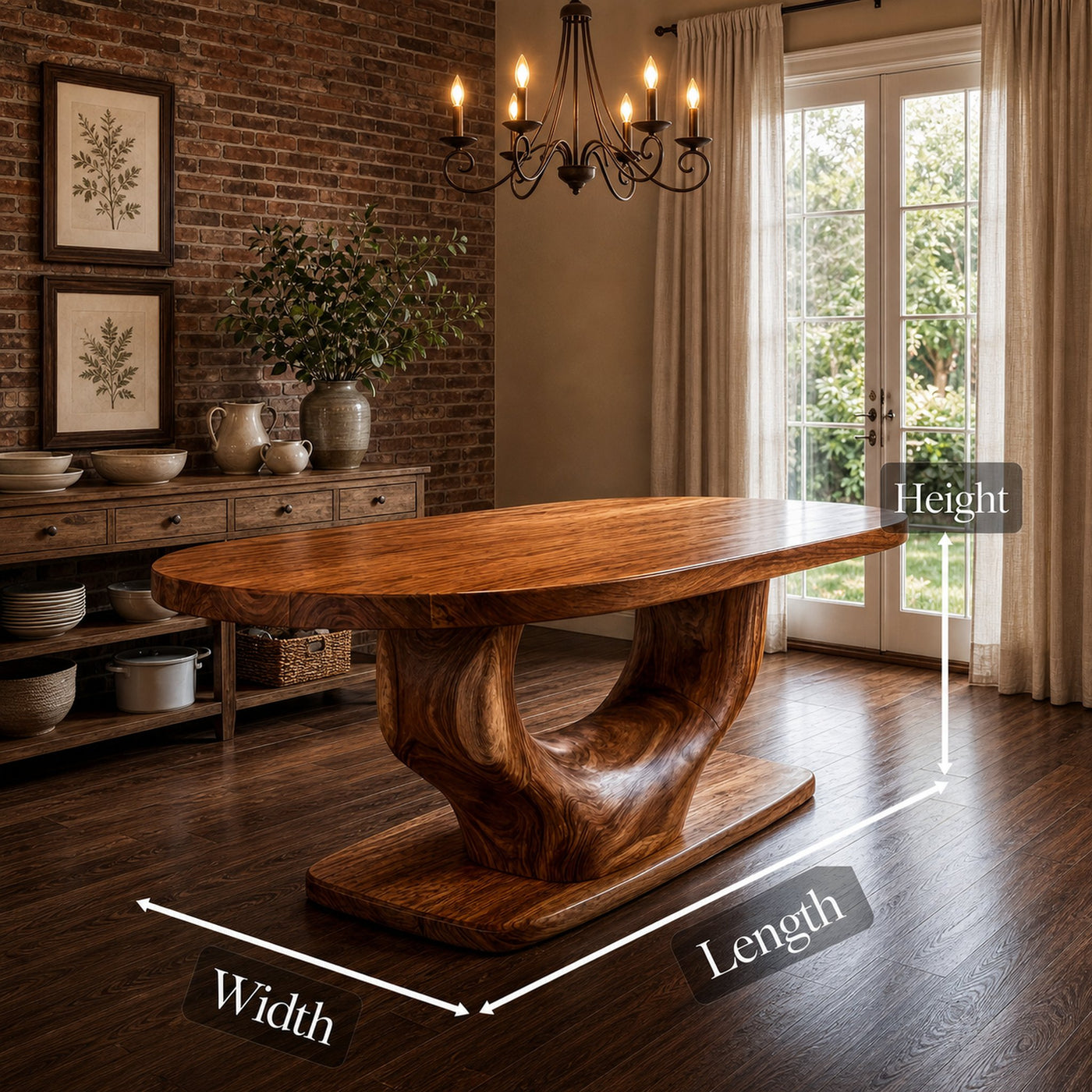 Rustic Curved Base Dining Table For Dining Room And Kitchen - product view 8