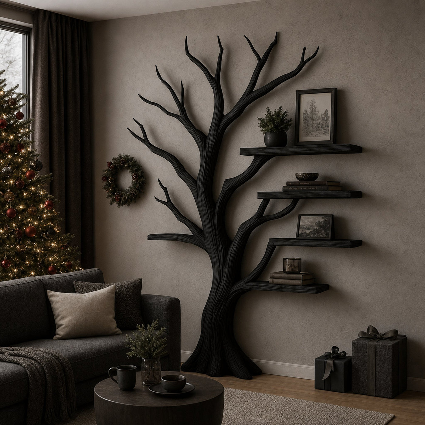 Rustic Decorative Tree Bookshelf Home Office Holiday Style