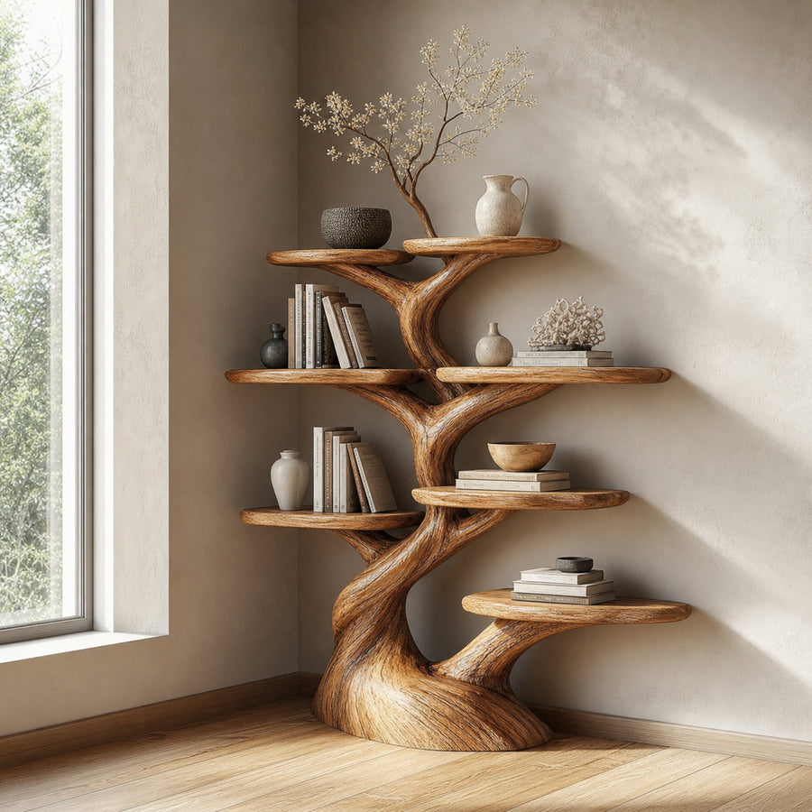 Rustic Decorative Tree Display Shelf Living Room Or Dining Room
