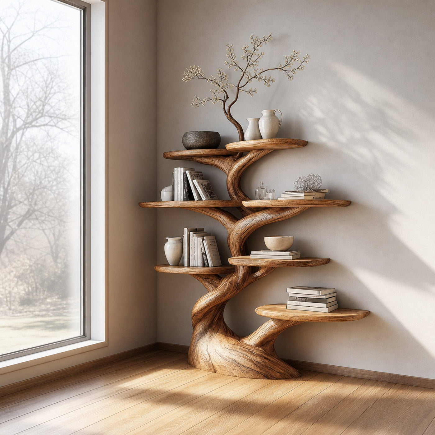 Rustic Decorative Tree Display Shelf Living Room Or Dining Room - product view 2