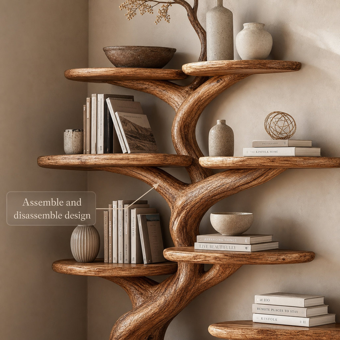 Rustic Decorative Tree Display Shelf Living Room Or Dining Room - product view 3