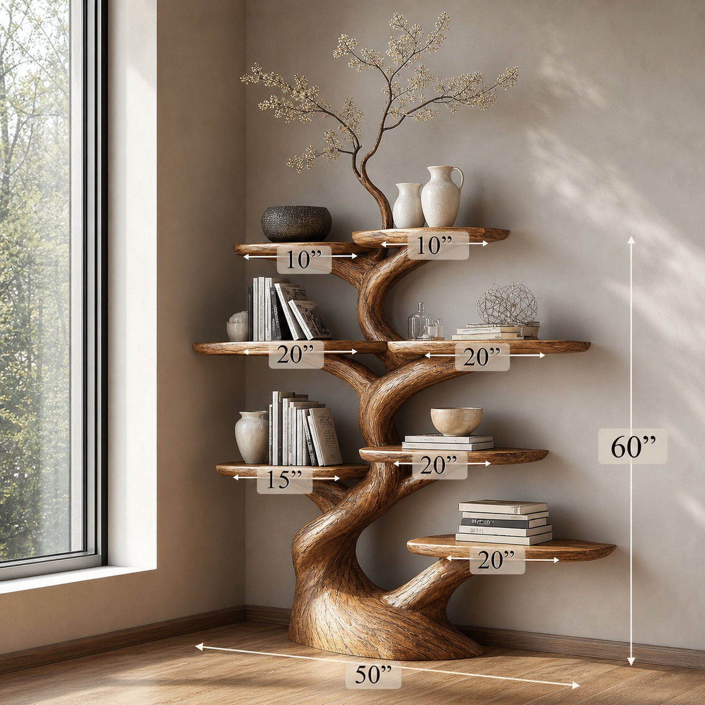 Rustic Decorative Tree Display Shelf Living Room Or Dining Room - product view 5