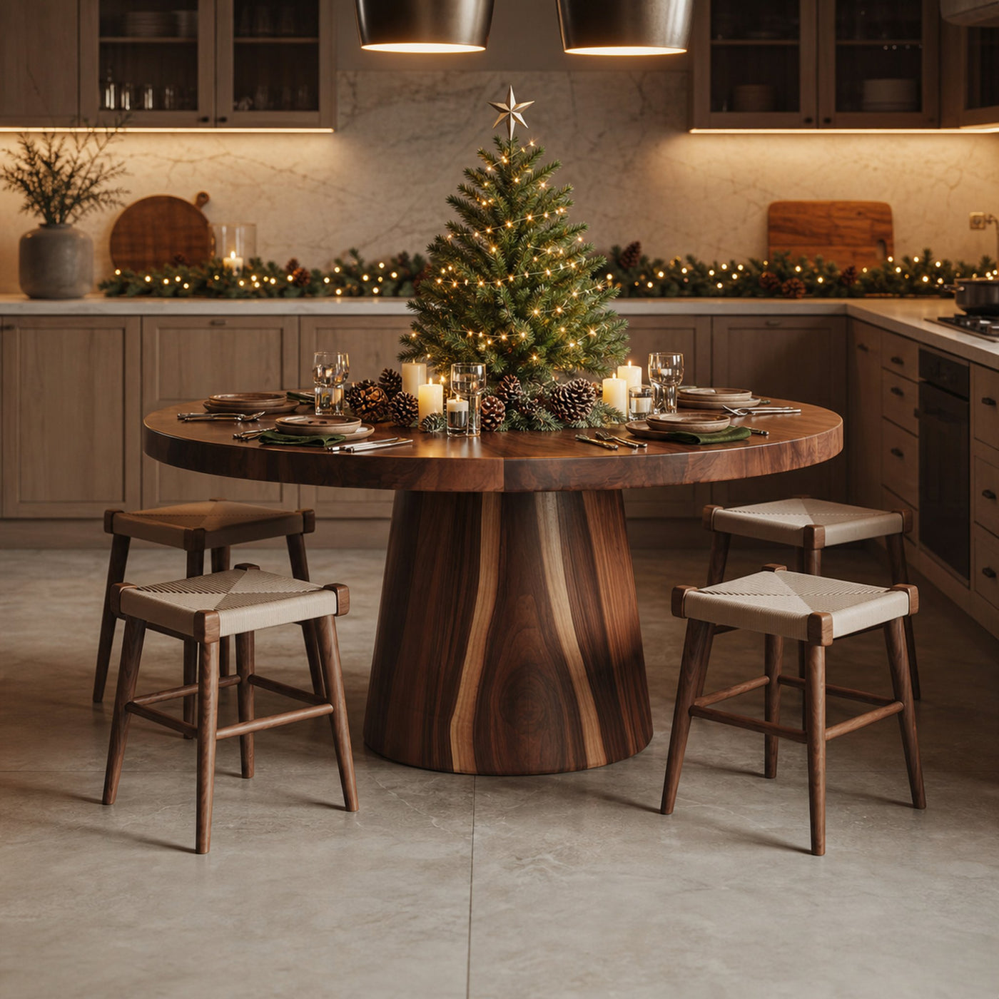 Rustic Dining Table Christmas Centerpiece Kitchen Display