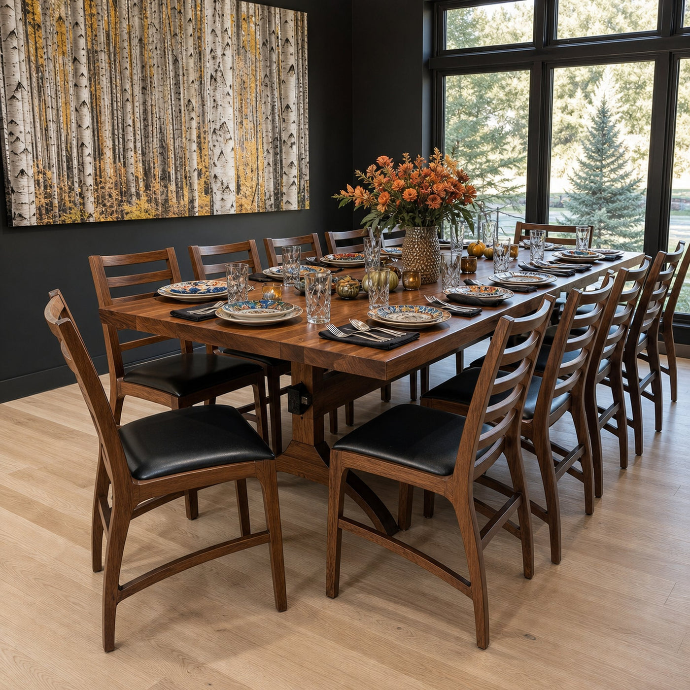 Rustic Dining Table Farmhouse Dining Solid Wood Decor Kitchen Gift - product view 2