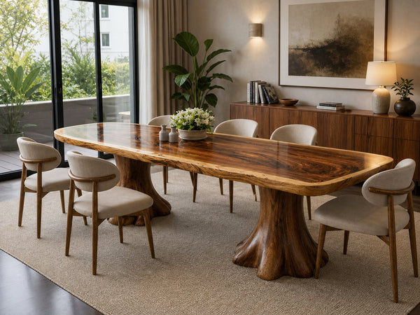 Rustic Dining Table For Dining Room And Open Interior