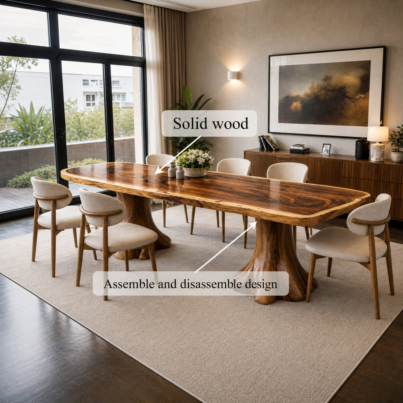 Rustic Dining Table For Dining Room And Open Interior - product view 3