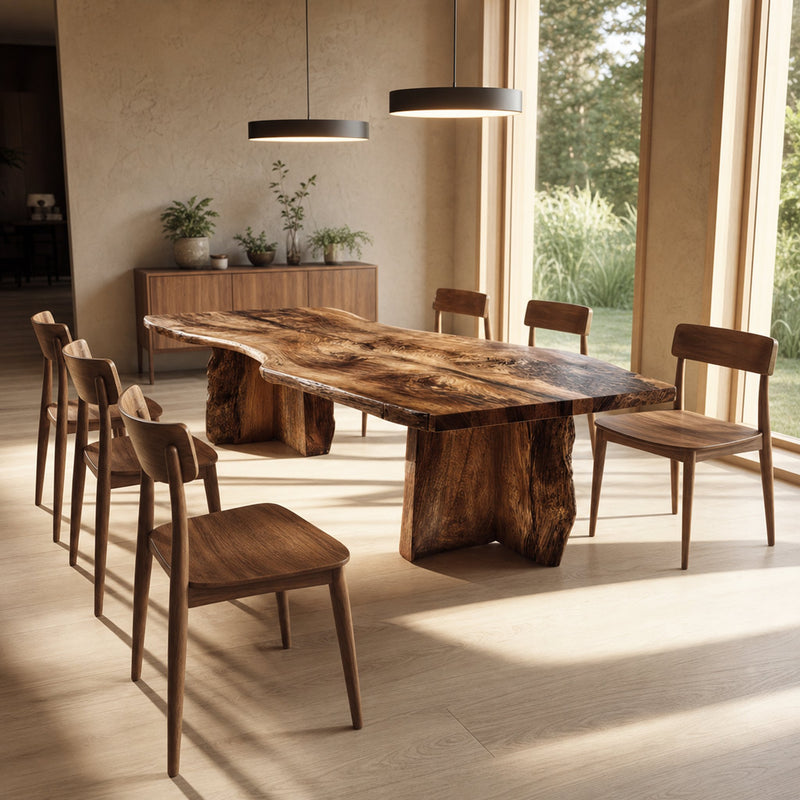 Rootstock Falls Live Edge Dining Table with Trunk Base