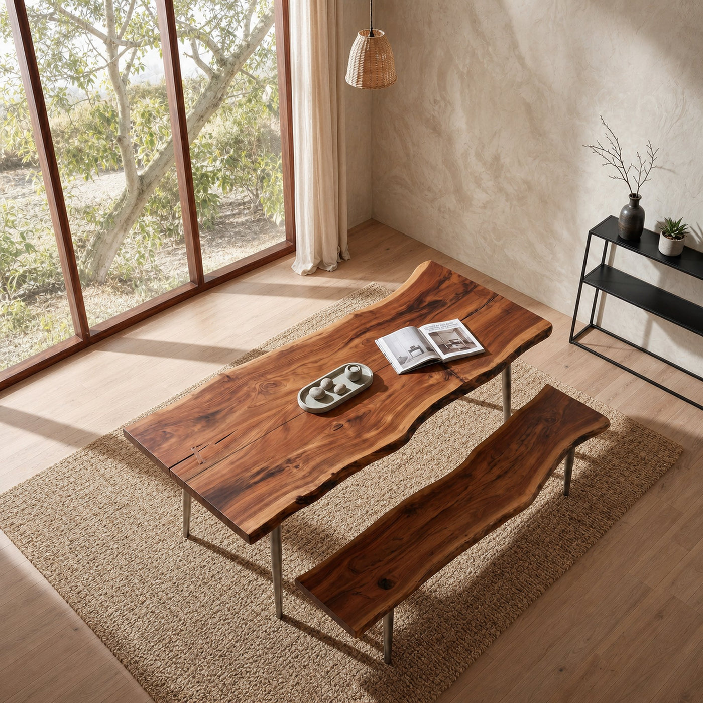 Rustic Dining Table With Trestle Wood Base For Dining Room - product view 3
