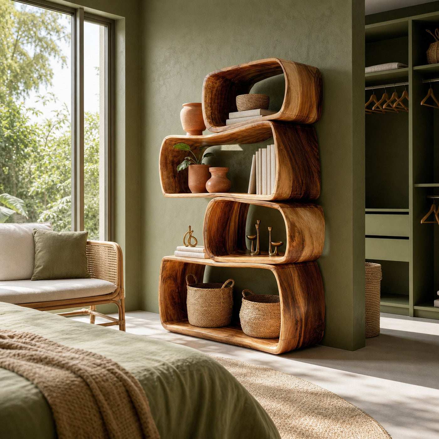 Rustic Farmhouse Abstract Bookshelf Apartment Living Space - product view 6