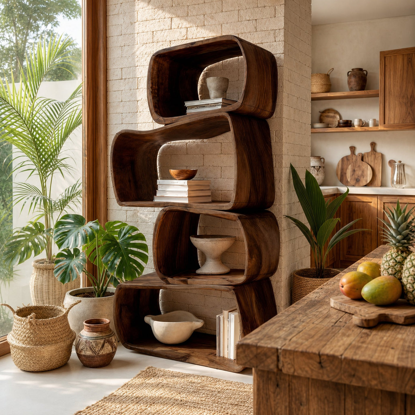 Rustic Farmhouse Abstract Bookshelf Apartment Living Space - product view 7