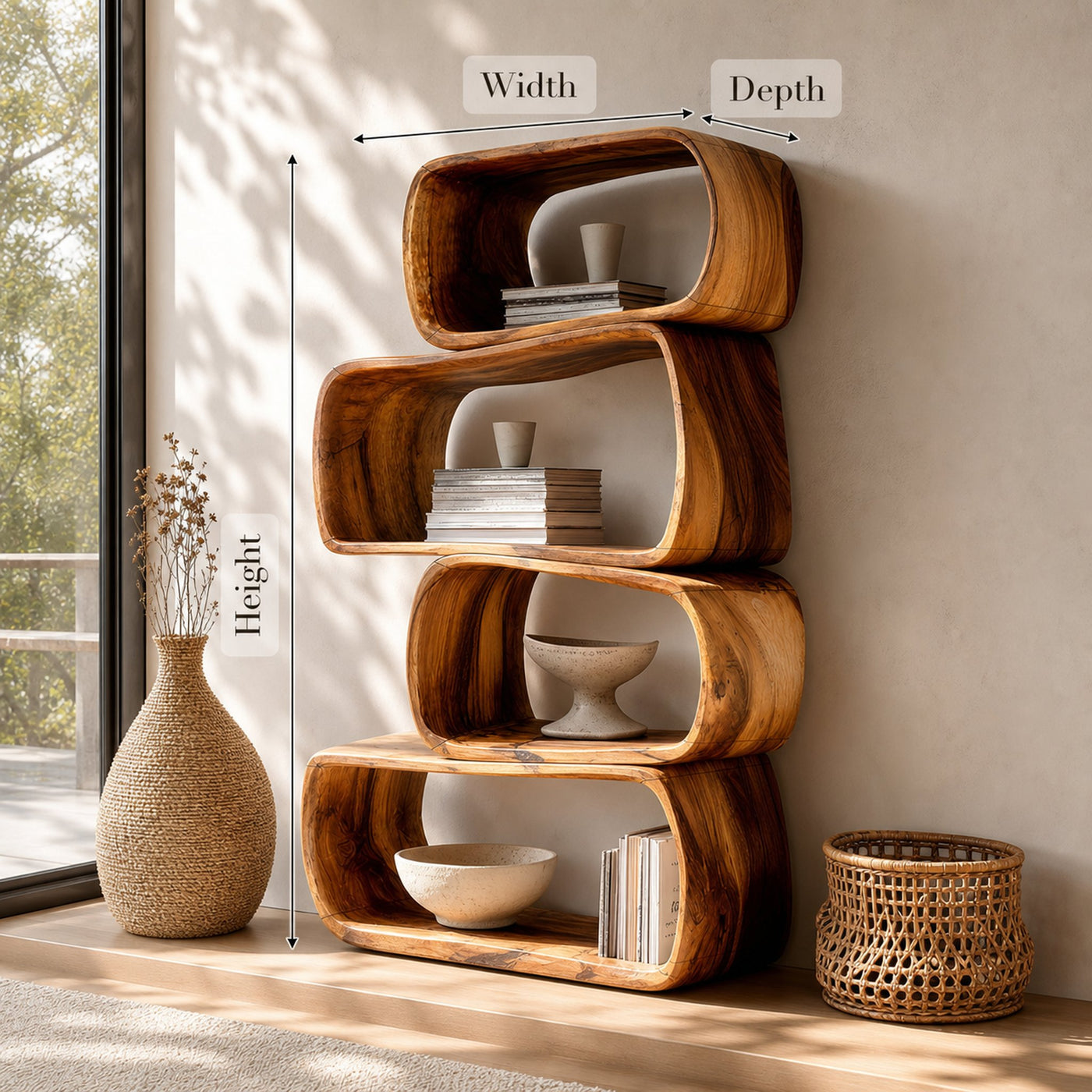Rustic Farmhouse Abstract Bookshelf Apartment Living Space - product view 8