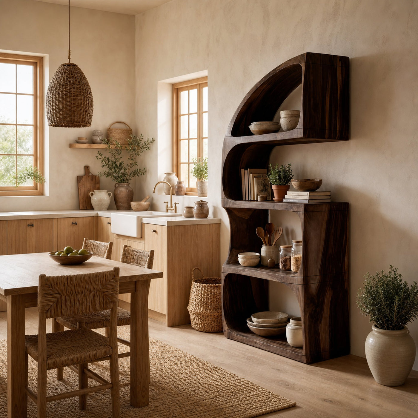 Rustic Farmhouse Curved Bookshelf Bedroom Corner Storage - product view 7