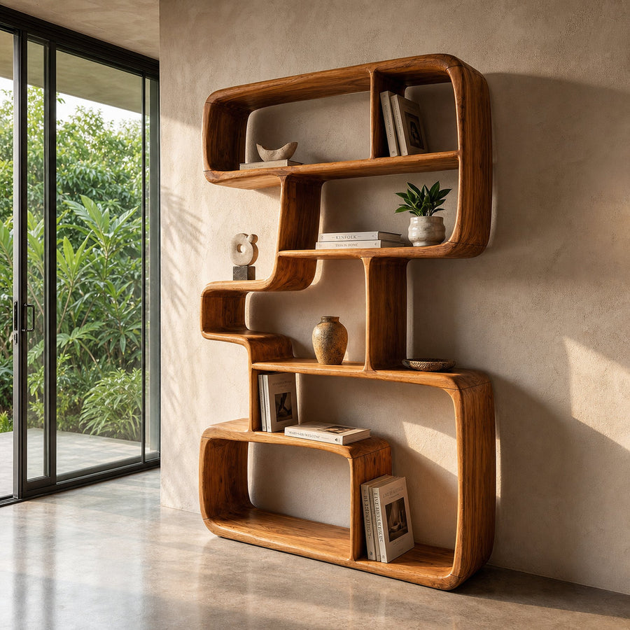 Rustic Farmhouse Geometric Bookshelf Hallway Storage Shelf