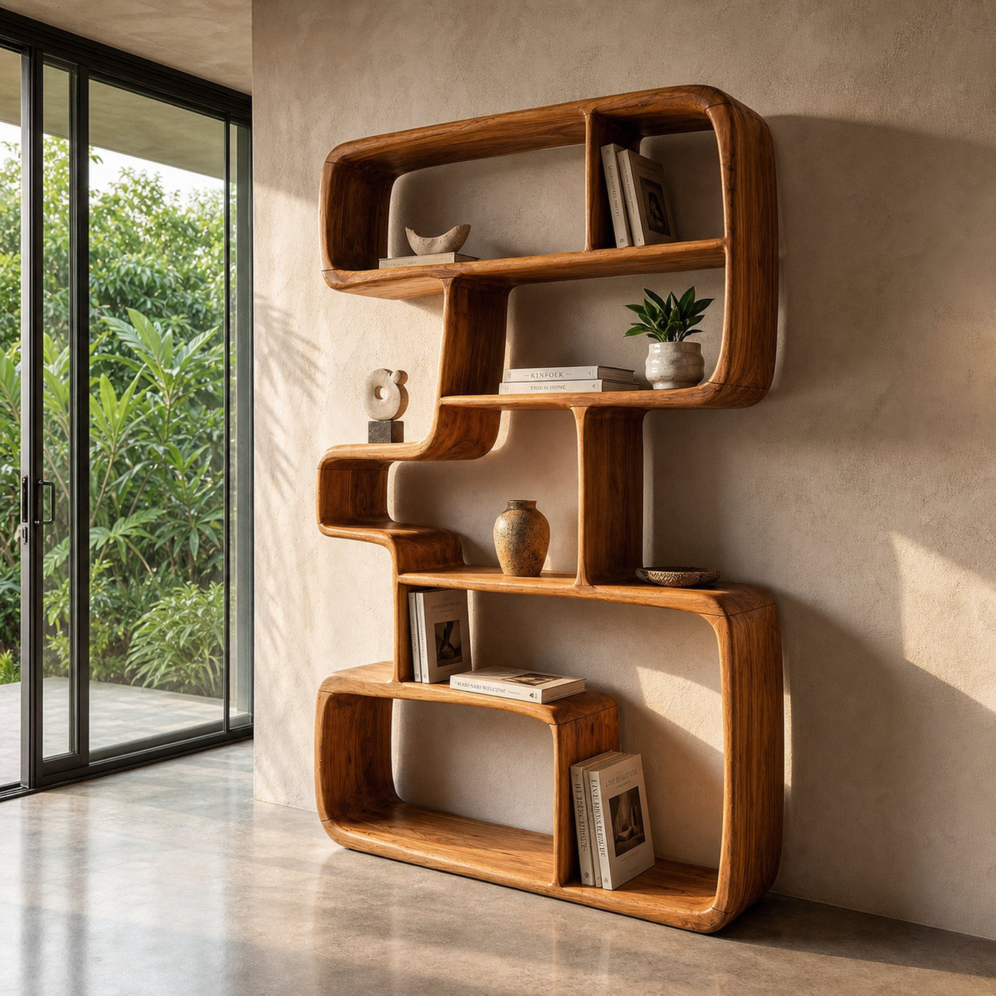 Rustic Farmhouse Geometric Bookshelf Hallway Storage Shelf