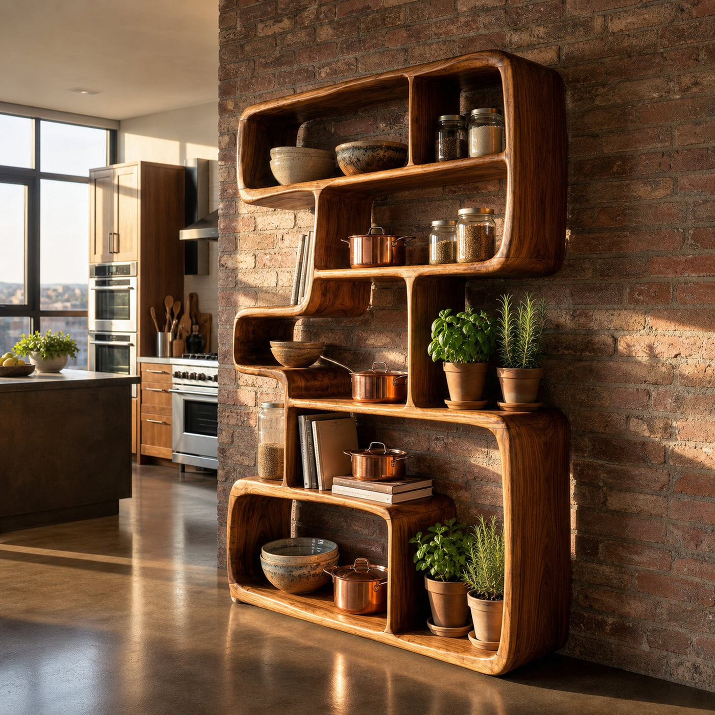 Rustic Farmhouse Geometric Bookshelf Hallway Storage Shelf - product view 6