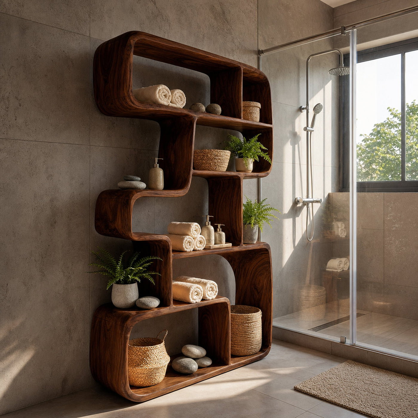 Rustic Farmhouse Geometric Bookshelf Hallway Storage Shelf - product view 7