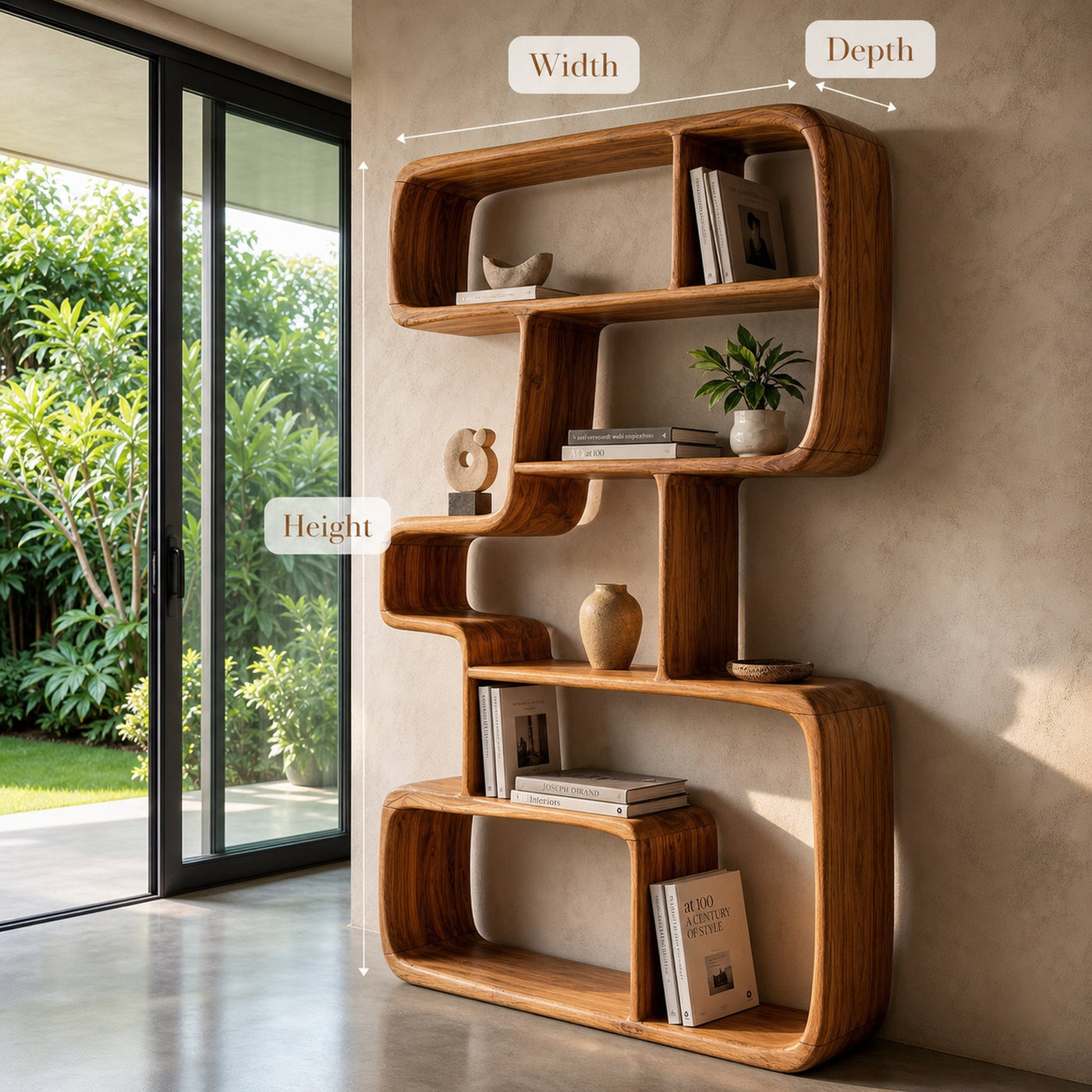 Rustic Farmhouse Geometric Bookshelf Hallway Storage Shelf - product view 8