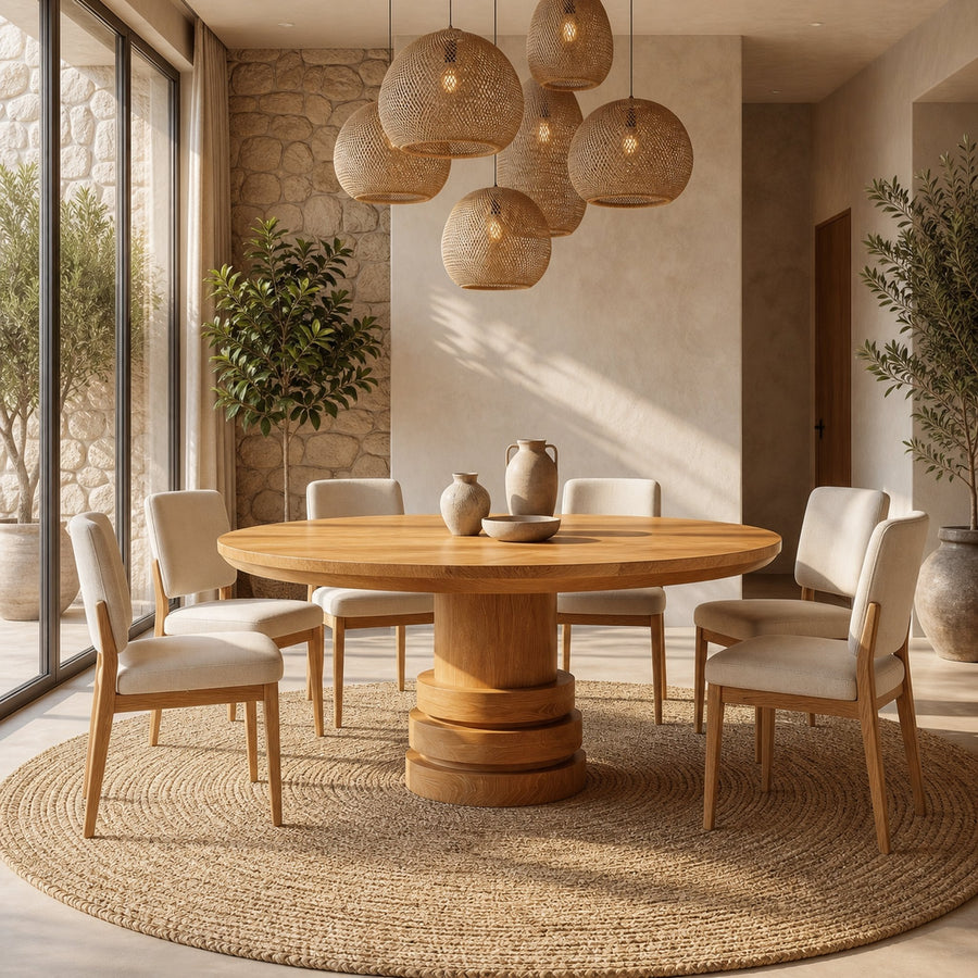 Rustic Farmhouse Round Dining Table For Dining Room