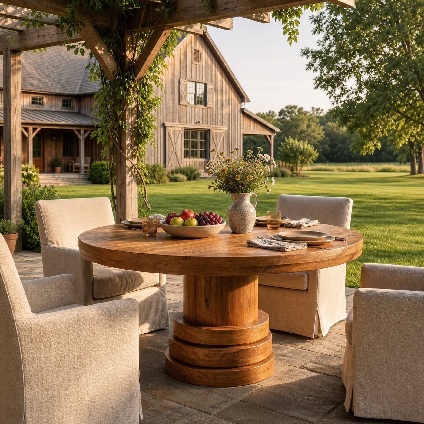 Rustic Farmhouse Round Dining Table For Dining Room - product view 7