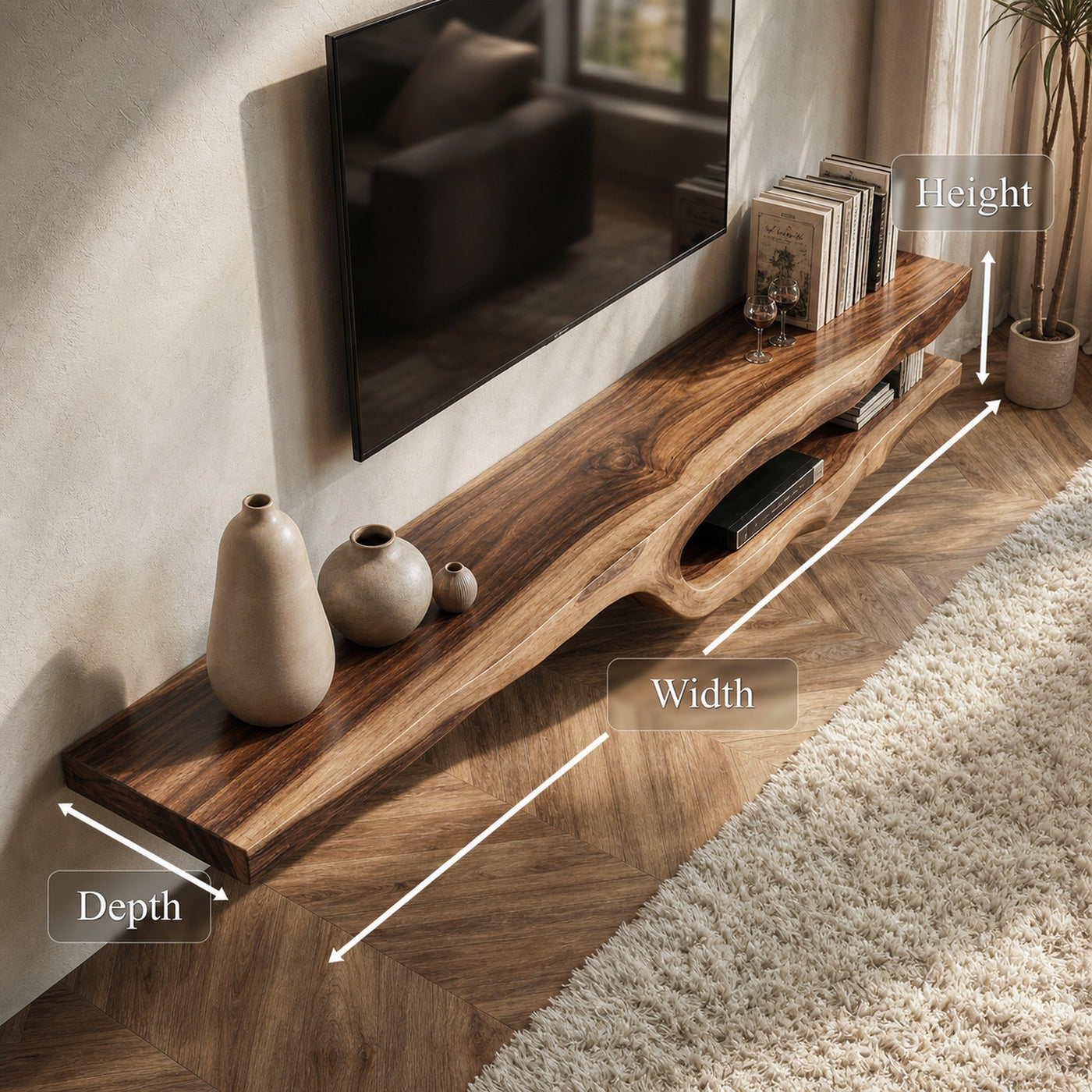 Rustic Floating TV Shelf For Living Room And Bedroom - product view 7