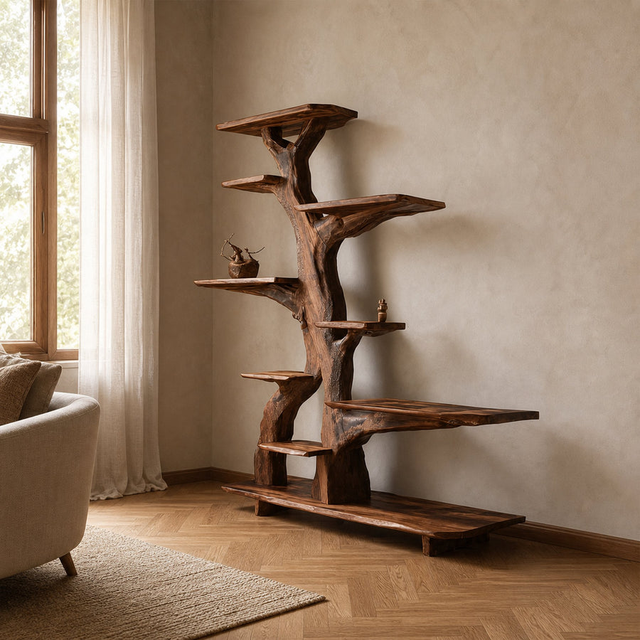 Rustic Free Standing Tree Bookshelf Dining Room Or Living Room
