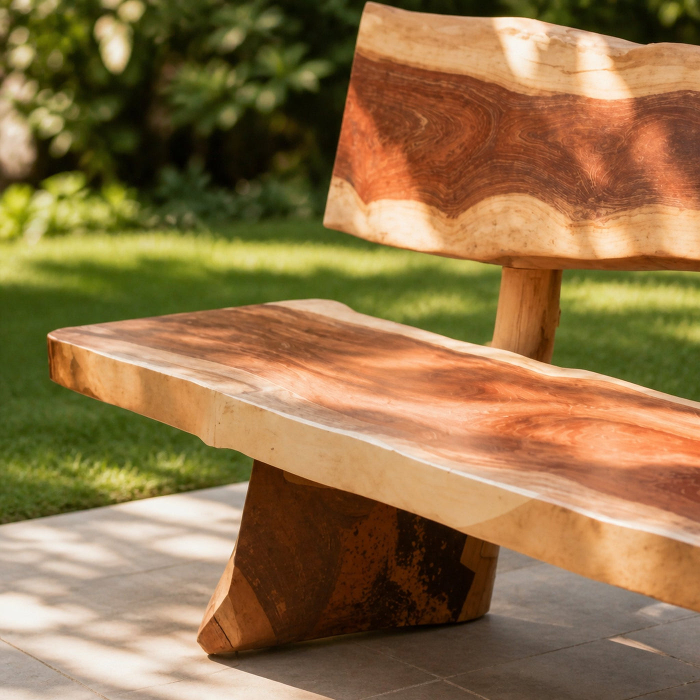 Rustic Garden Bench With Live Edge For Patio Orchard Or Backyard - product view 2