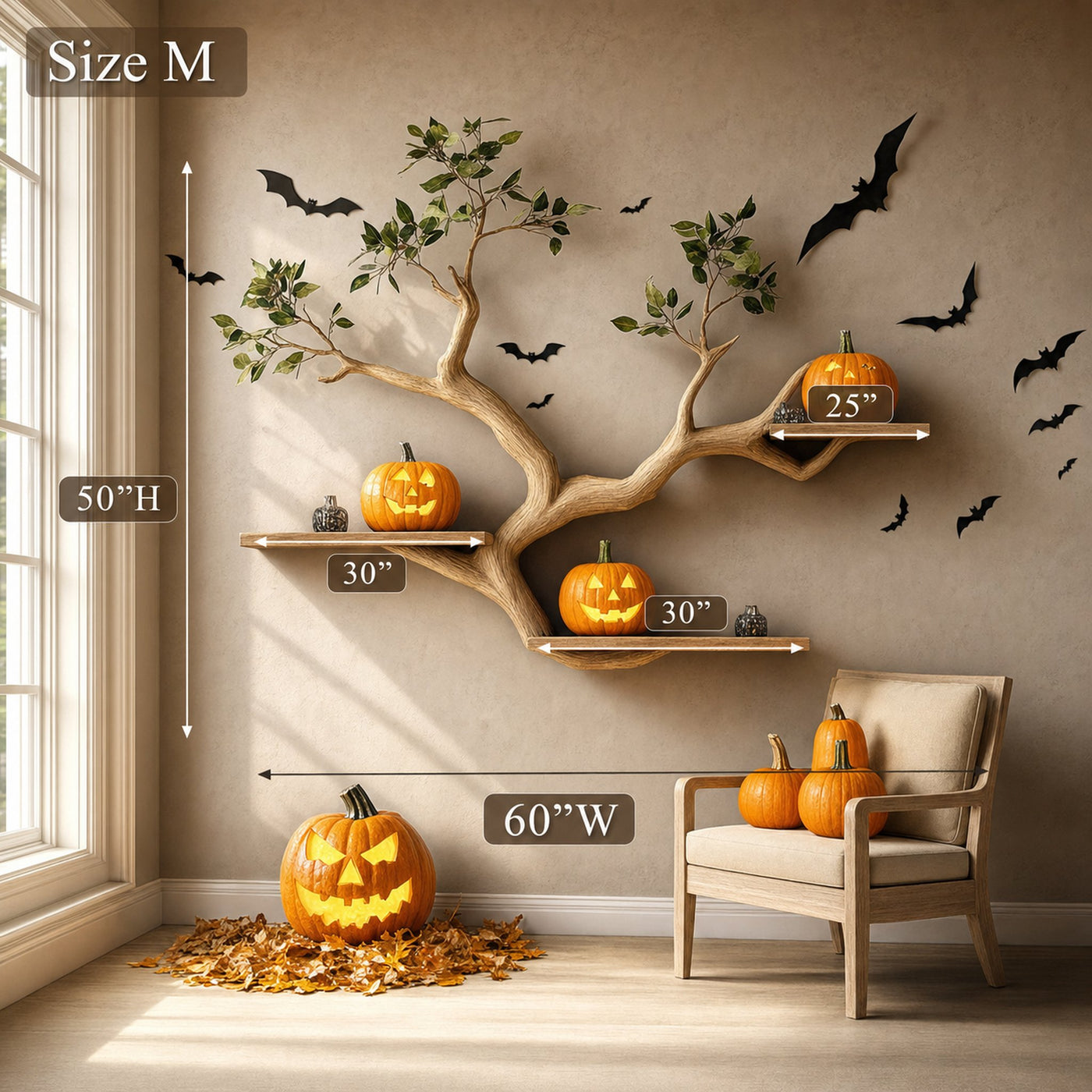 Rustic Halloween Tree Shelf Living Room - product view 6